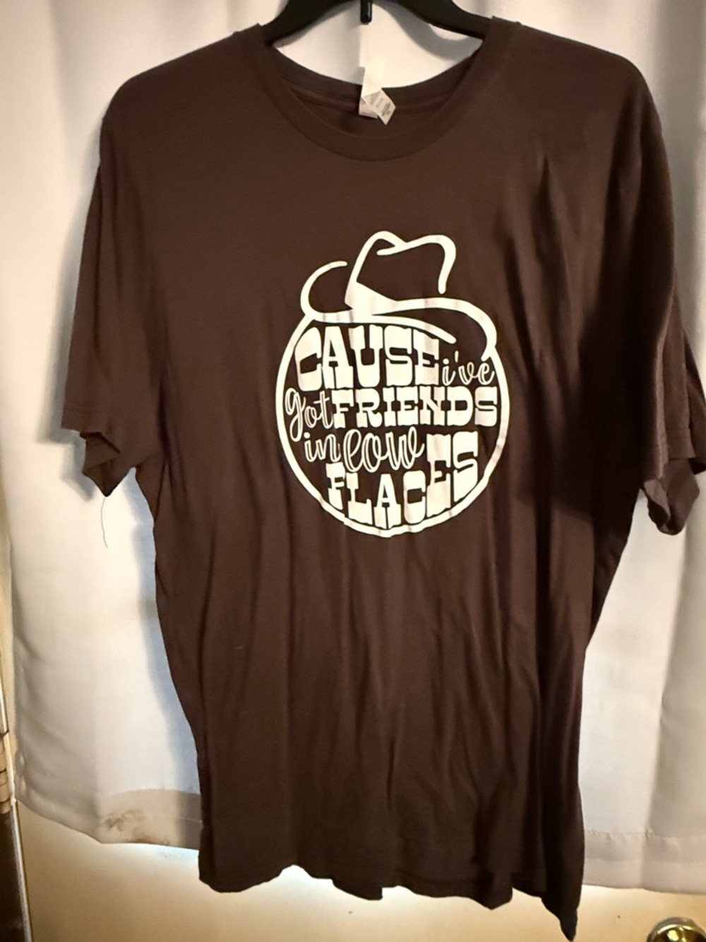 Men's Brown Graphic Tee with White Western Print